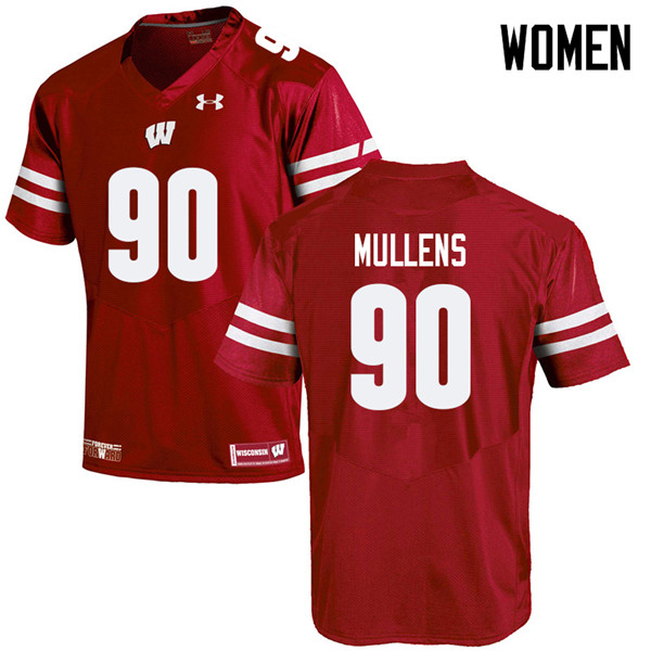 Wisconsin Badgers Women's #90 Isaiah Mullens NCAA Under Armour Authentic Red College Stitched Football Jersey JS40A68WU